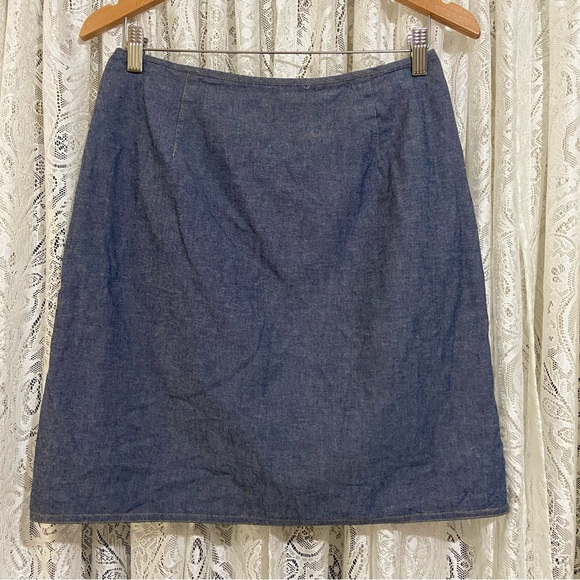 Liz Claiborne cotton reversible wrap mini skirt. Plaid/Blue. - Picture 3 of 7